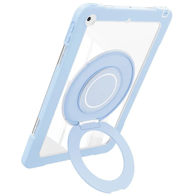 For iPad 10.2 (2021) / (2020) / (2019) Case Rotatable Ring Kickstand PC+Silicone Tablet Cover