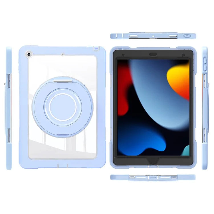 For iPad 10.2 (2021) / (2020) / (2019) Case Rotatable Ring Kickstand PC+Silicone Tablet Cover
