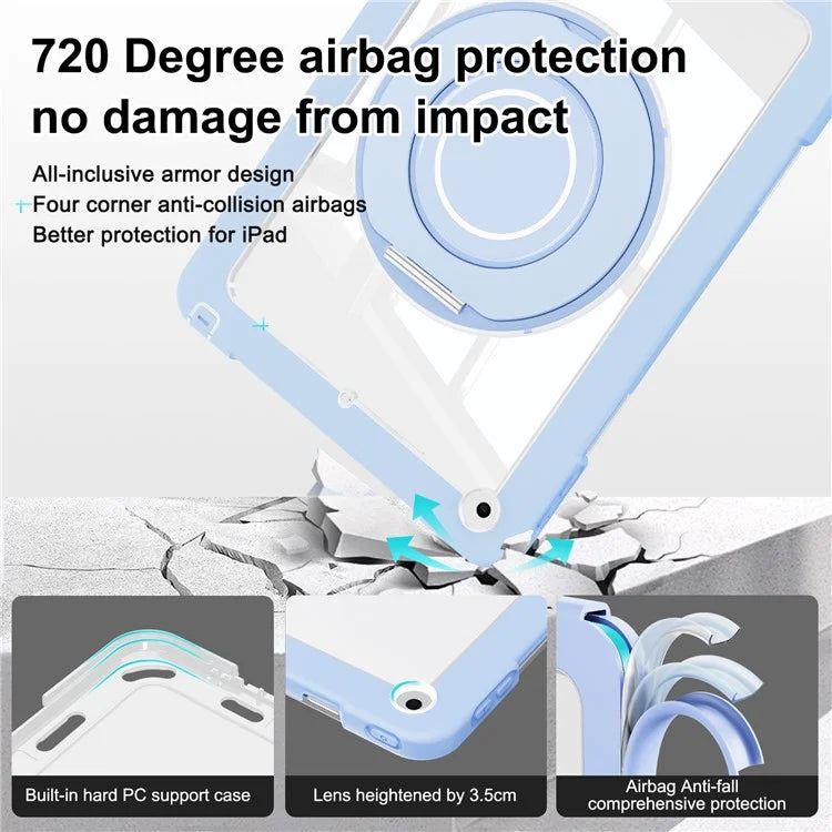 For iPad 10.2 (2021) / (2020) / (2019) Case Rotatable Ring Kickstand PC+Silicone Tablet Cover