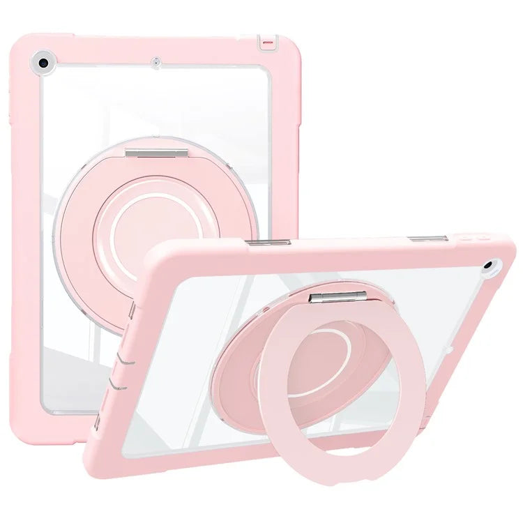 For iPad 10.2 (2021) / (2020) / (2019) Case Rotatable Ring Kickstand PC+Silicone Tablet Cover