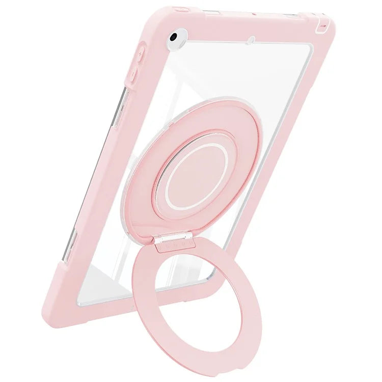 For iPad 10.2 (2021) / (2020) / (2019) Case Rotatable Ring Kickstand PC+Silicone Tablet Cover