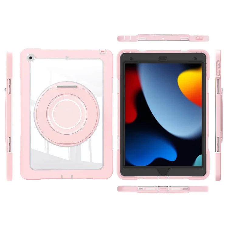 For iPad 10.2 (2021) / (2020) / (2019) Case Rotatable Ring Kickstand PC+Silicone Tablet Cover