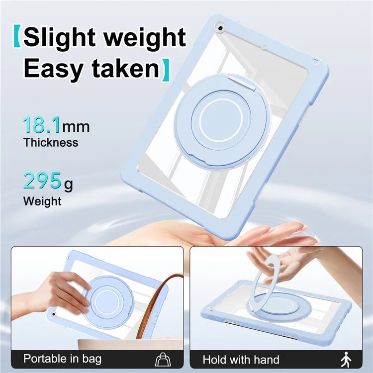 For iPad 10.2 (2021) / (2020) / (2019) Case Rotatable Ring Kickstand PC+Silicone Tablet Cover