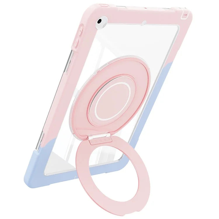 For iPad 10.2 (2021) / (2020) / (2019) Case Rotatable Ring Kickstand PC+Silicone Tablet Cover