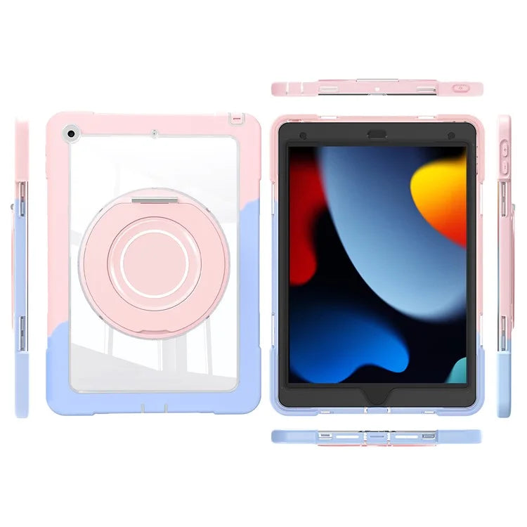 For iPad 10.2 (2021) / (2020) / (2019) Case Rotatable Ring Kickstand PC+Silicone Tablet Cover