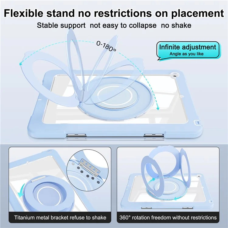 For iPad 10.2 (2021) / (2020) / (2019) Case Rotatable Ring Kickstand PC+Silicone Tablet Cover