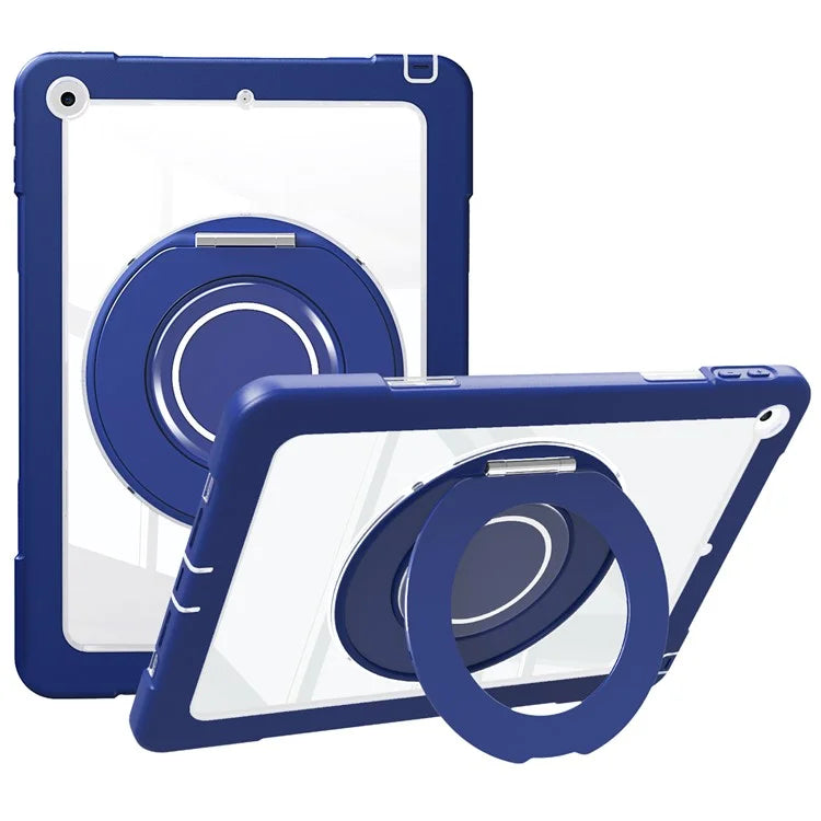 For iPad 10.2 (2021) / (2020) / (2019) Case Rotatable Ring Kickstand PC+Silicone Tablet Cover