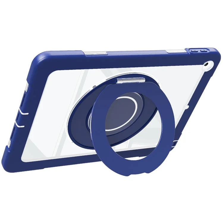 For iPad 10.2 (2021) / (2020) / (2019) Case Rotatable Ring Kickstand PC+Silicone Tablet Cover