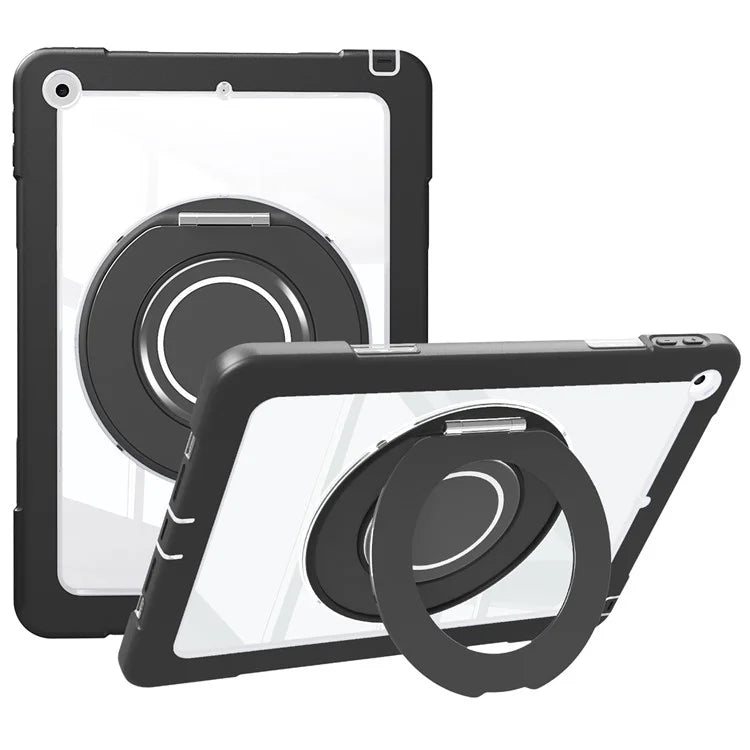 For iPad 10.2 (2021) / (2020) / (2019) Case Rotatable Ring Kickstand PC+Silicone Tablet Cover