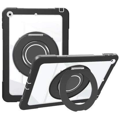 For iPad 10.2 (2021) / (2020) / (2019) Case Rotatable Ring Kickstand PC+Silicone Tablet Cover
