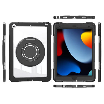 For iPad 10.2 (2021) / (2020) / (2019) Case Rotatable Ring Kickstand PC+Silicone Tablet Cover
