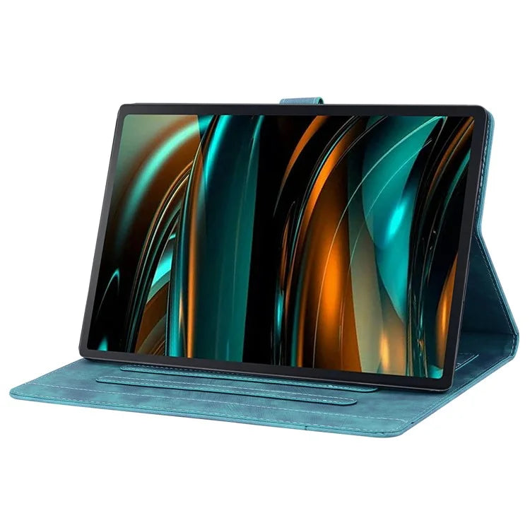 For Lenovo Xiaoxin Pad Pro 12.7 inch Case Card Slots Leather Tablet Stand Folio Cover Flower Cat