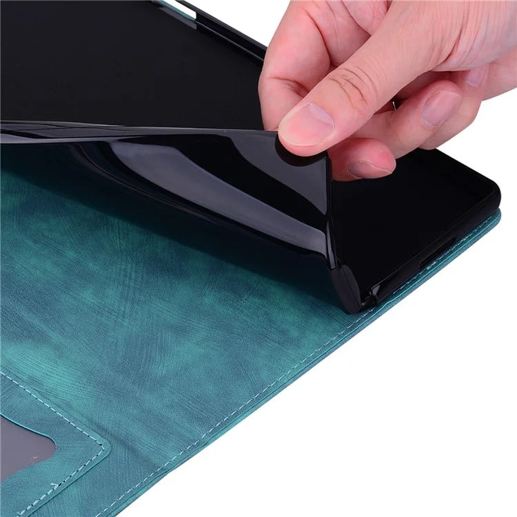 For Lenovo Xiaoxin Pad Pro 12.7 inch Case Card Slots Leather Tablet Stand Folio Cover Flower Cat