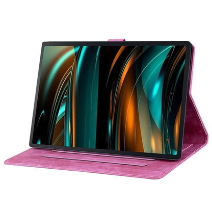 For Lenovo Xiaoxin Pad Pro 12.7 inch Case Card Slots Leather Tablet Stand Folio Cover Flower Cat