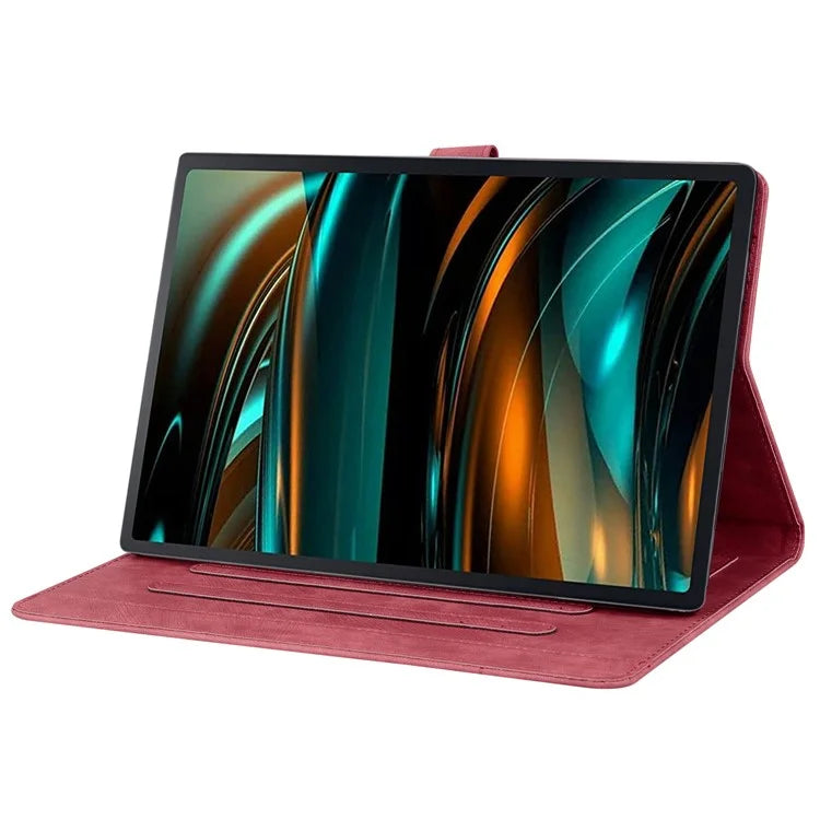 For Lenovo Xiaoxin Pad Pro 12.7 inch Case Card Slots Leather Tablet Stand Folio Cover Flower Cat