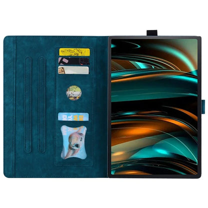 For Lenovo Xiaoxin Pad Pro 12.7 inch Case Card Slots Leather Tablet Stand Folio Cover Flower Cat