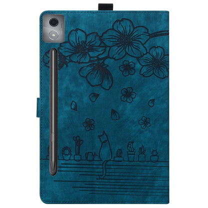 For Lenovo Xiaoxin Pad Pro 12.7 inch Case Card Slots Leather Tablet Stand Folio Cover Flower Cat