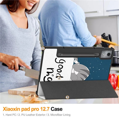 For Lenovo Xiaoxin Pad Pro 12.7 inch Case Pattern Print Leather Stand Tablet Cover