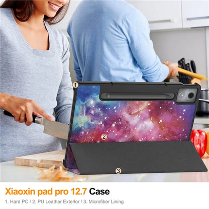 For Lenovo Xiaoxin Pad Pro 12.7 inch Case Pattern Print Leather Stand Tablet Cover