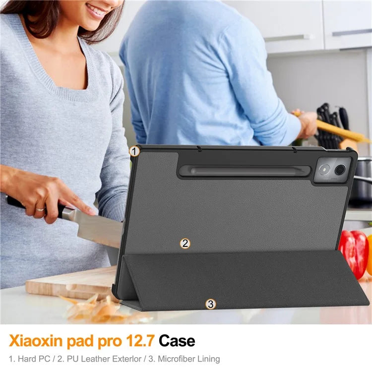 For Lenovo Xiaoxin Pad Pro 12.7 inch Case Anti-Drop Leather Stand Tablet Cover
