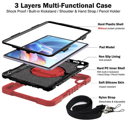 For Huawei MatePad 11.5 S Case Silicone+PC Kickstand Tablet Cover with Shoulder Strap