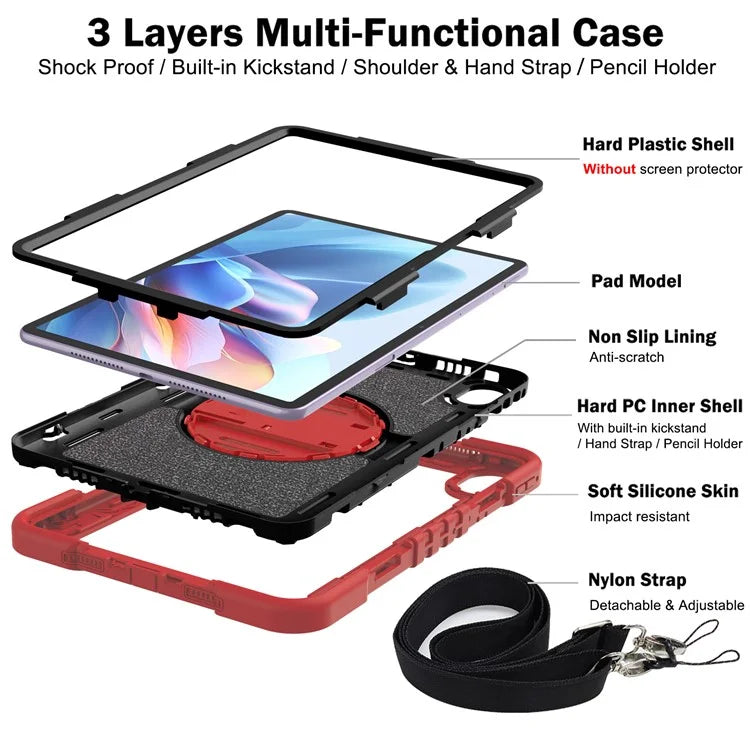 For Huawei MatePad 11.5 S Case Silicone+PC Kickstand Tablet Cover with Shoulder Strap