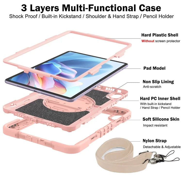 For Huawei MatePad 11.5 S Case Silicone+PC Kickstand Tablet Cover with Shoulder Strap