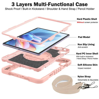 For Huawei MatePad 11.5 S Case Silicone+PC Kickstand Tablet Cover with Shoulder Strap
