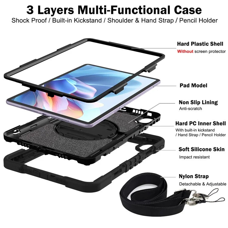 For Huawei MatePad 11.5 S Case Silicone+PC Kickstand Tablet Cover with Shoulder Strap