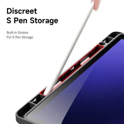 DUX DUCIS Magi Series for Samsung Galaxy Tab S9 / S9 FE Case Origami Stand Leather+PC+TPU Clear Back Cover