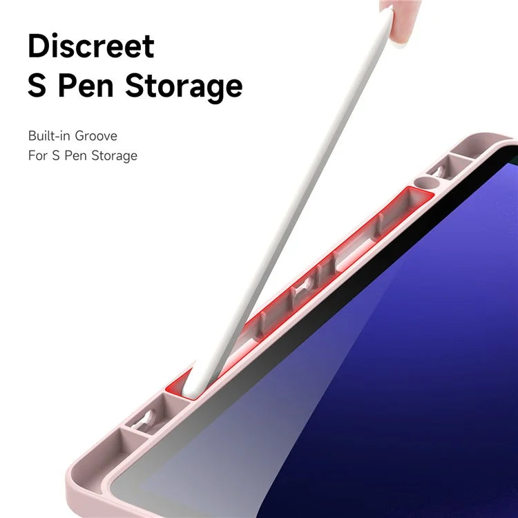 DUX DUCIS Magi Series for Samsung Galaxy Tab S9 / S9 FE Case Origami Stand Leather+PC+TPU Clear Back Cover
