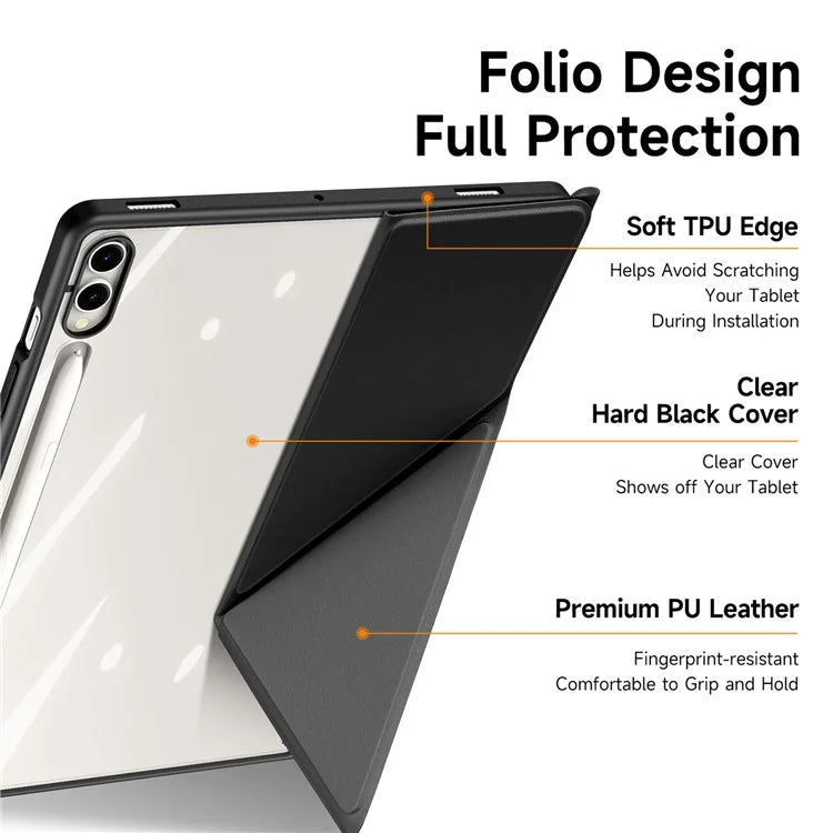 DUX DUCIS Magi Series for Samsung Galaxy Tab S9+ / S9 FE+ Leather Case Origami Stand Auto Wake / Sleep Cover