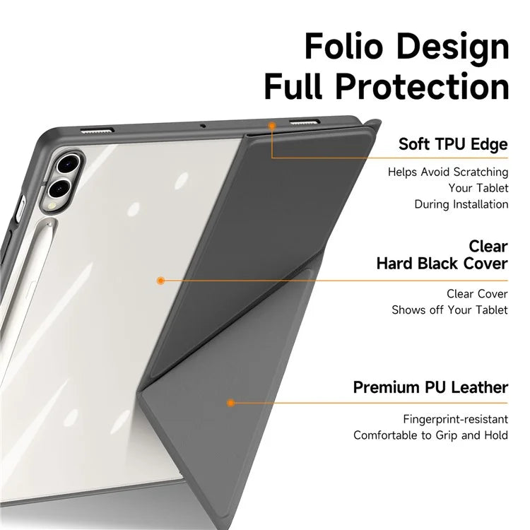 DUX DUCIS Magi Series for Samsung Galaxy Tab S9+ / S9 FE+ Leather Case Origami Stand Auto Wake / Sleep Cover