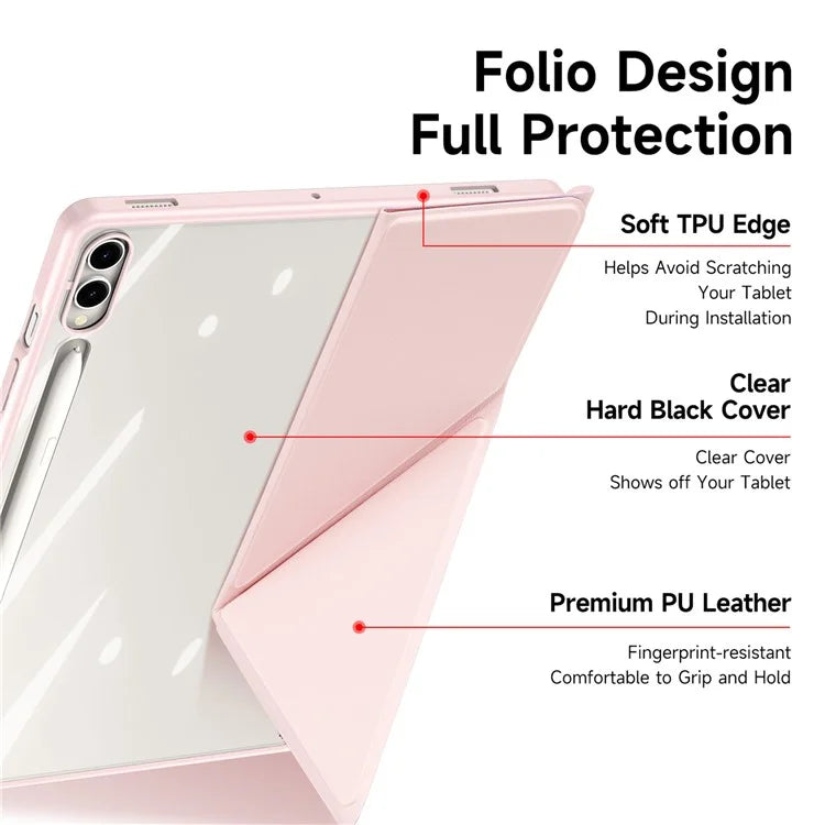 DUX DUCIS Magi Series for Samsung Galaxy Tab S9+ / S9 FE+ Leather Case Origami Stand Auto Wake / Sleep Cover