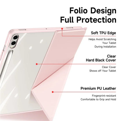 DUX DUCIS Magi Series for Samsung Galaxy Tab S9+ / S9 FE+ Leather Case Origami Stand Auto Wake / Sleep Cover