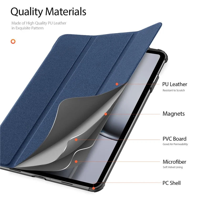 DUX DUCIS Domo Series for OnePlus Pad 2 / Pad Pro Case Tri-Fold Stand PU Leather Tablet Cover