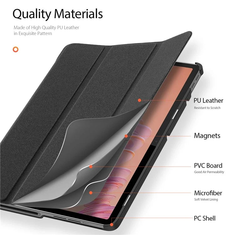 DUX DUCIS Domo Series for Lenovo Tab Plus Leather Case Tri-Fold Stand Anti-Scratch Tablet Cover