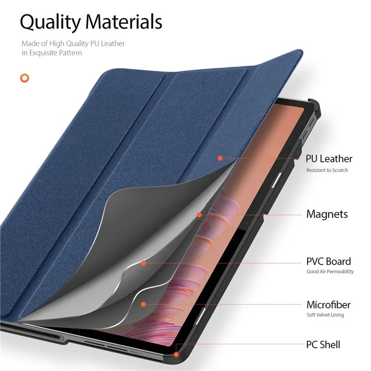 DUX DUCIS Domo Series for Lenovo Tab Plus Leather Case Tri-Fold Stand Anti-Scratch Tablet Cover