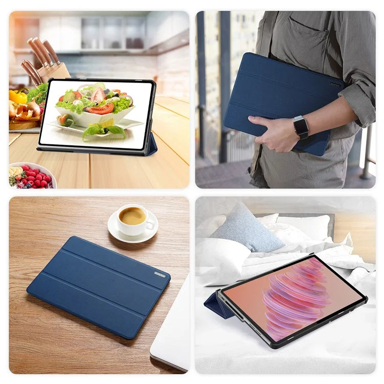 DUX DUCIS Domo Series for Lenovo Tab Plus Leather Case Tri-Fold Stand Anti-Scratch Tablet Cover