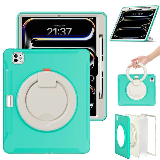 For iPad Pro 13 (2024) Case Hand Grip Kickstand PC+TPU Cover with Pen Slot