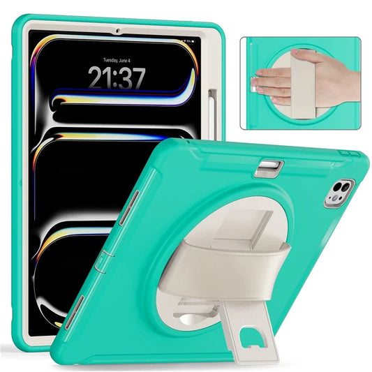 For iPad Pro 13 (2024) Case Kickstand PC+TPU+Silicone Cover with Pen Slot