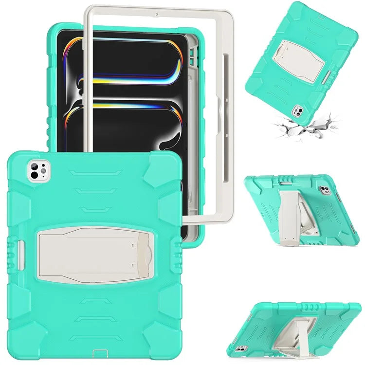For iPad Pro 13 (2024) Kickstand Case PC+Silicone Anti-Drop Tablet Cover
