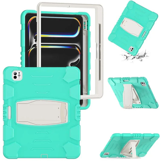 For iPad Pro 13 (2024) Kickstand Case PC+Silicone Anti-Drop Tablet Cover