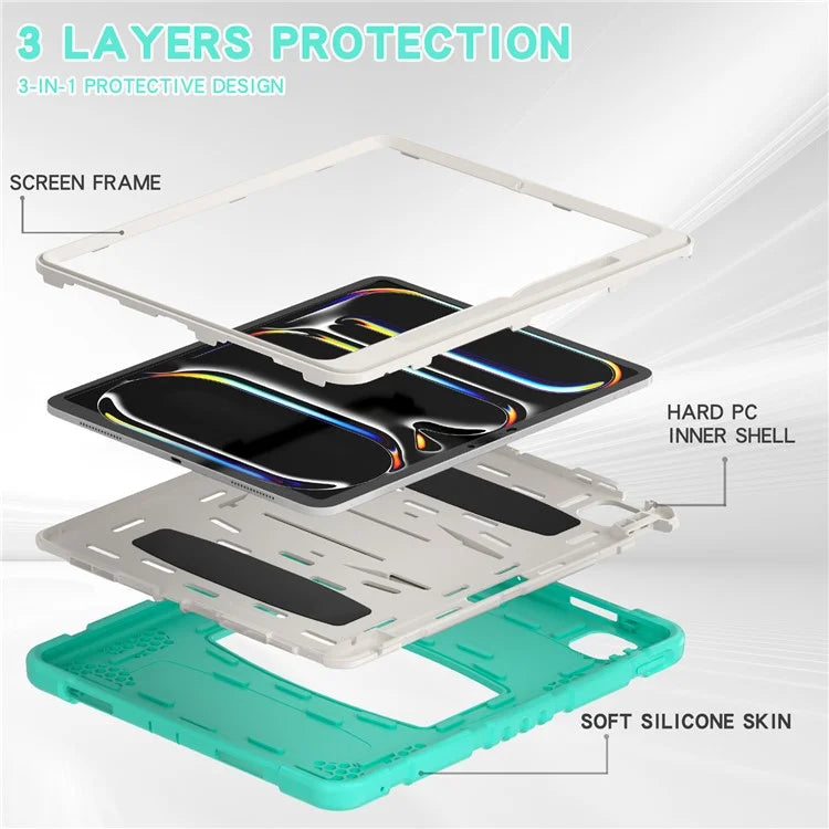 For iPad Pro 13 (2024) Kickstand Case PC+Silicone Anti-Drop Tablet Cover