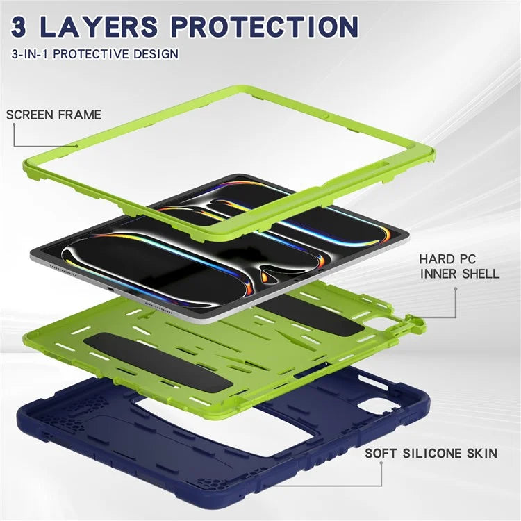 For iPad Pro 13 (2024) Kickstand Case PC+Silicone Anti-Drop Tablet Cover