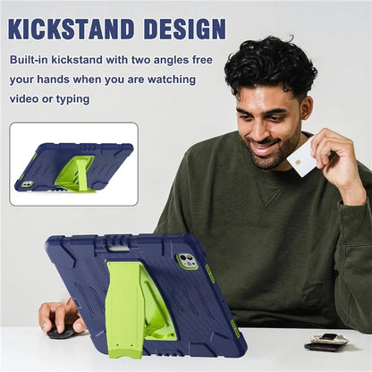 For iPad Pro 13 (2024) Kickstand Case PC+Silicone Anti-Drop Tablet Cover