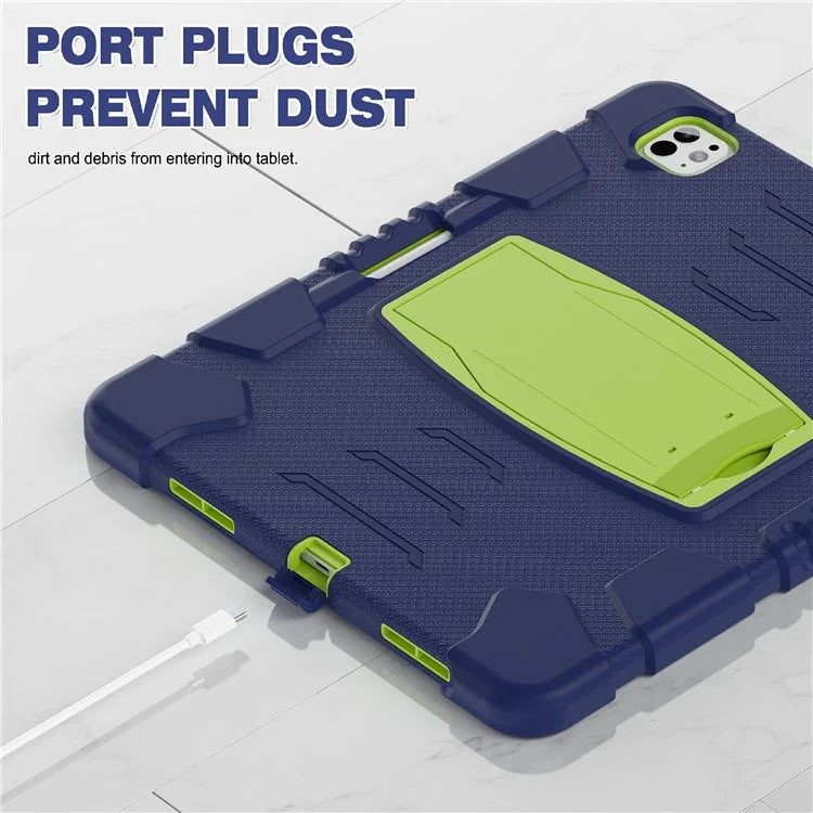 For iPad Pro 13 (2024) Kickstand Case PC+Silicone Anti-Drop Tablet Cover