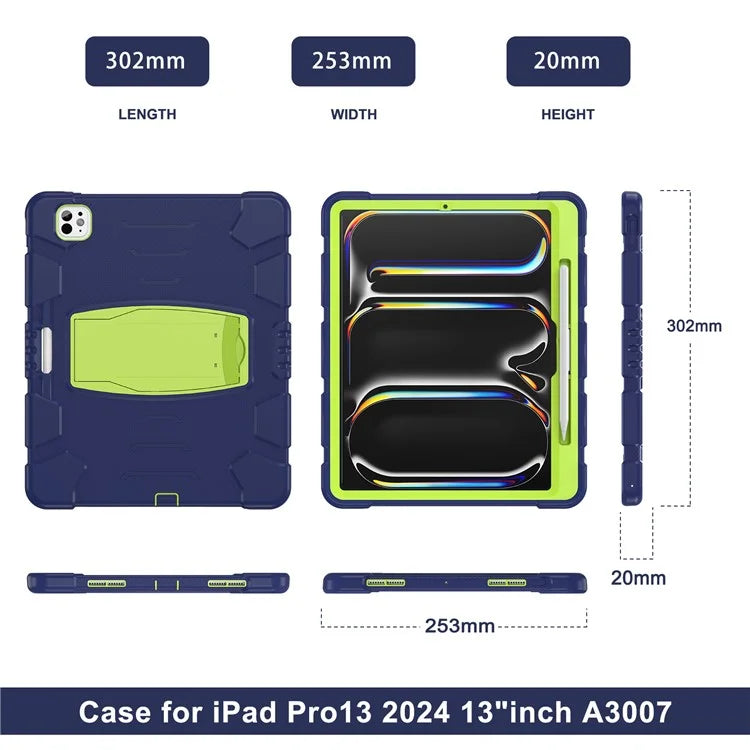 For iPad Pro 13 (2024) Kickstand Case PC+Silicone Anti-Drop Tablet Cover