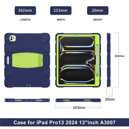For iPad Pro 13 (2024) Kickstand Case PC+Silicone Anti-Drop Tablet Cover