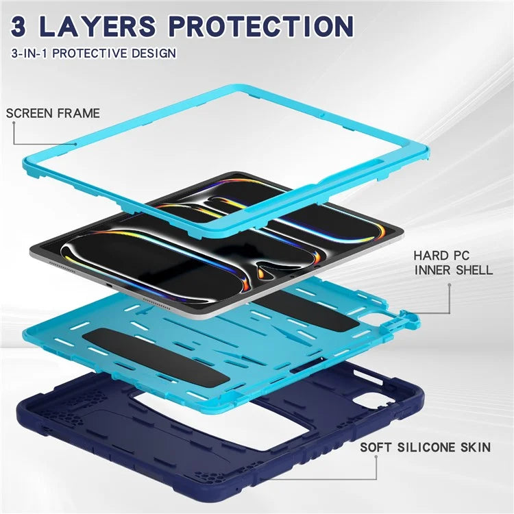 For iPad Pro 13 (2024) Kickstand Case PC+Silicone Anti-Drop Tablet Cover